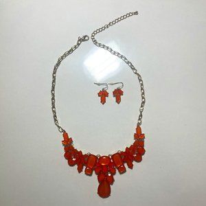 Charming Charlie Orange necklace with earrings